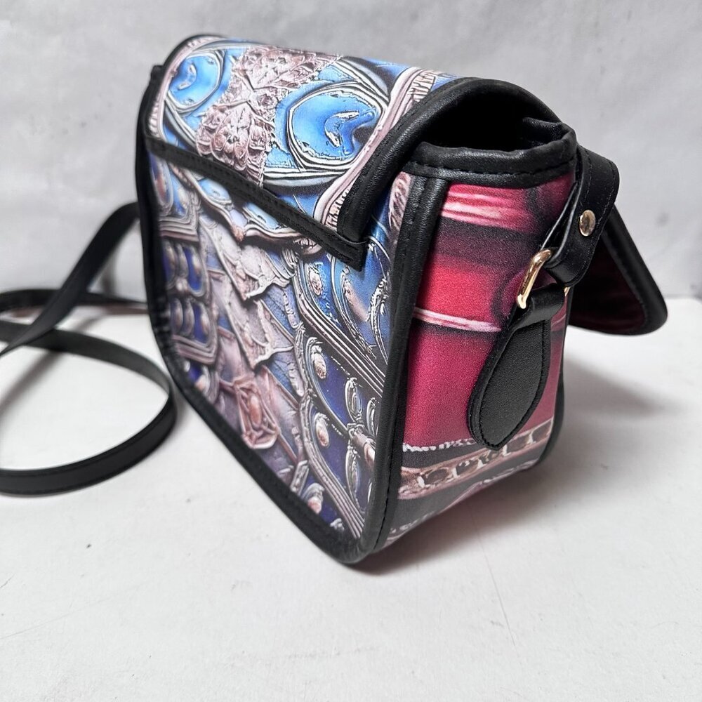 Baroque Saddle Bag Genuine Leather NWT Medieval Handmade Rococo Gladiator Blue - Picture 3 of 10